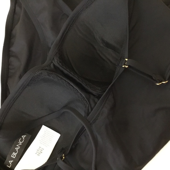 La Blanca Black & Gold One Piece Swimsuit Tummy Control NWT - Picture 6 of 7